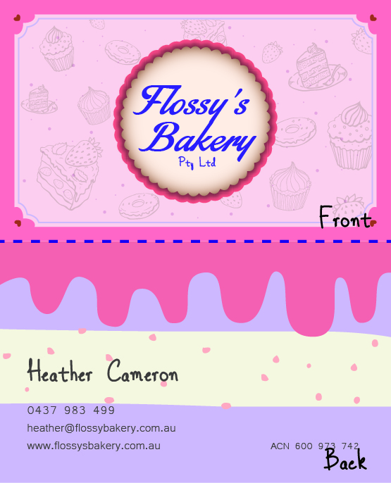 Business Card Design by Net for FLOSSY''S BAKERY PTY LTD | Design #4350413