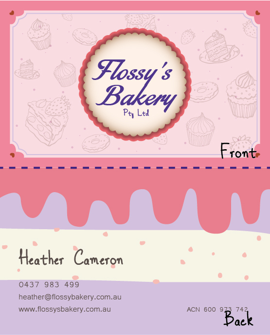 Business Card Design by Net for FLOSSY''S BAKERY PTY LTD | Design #4356277