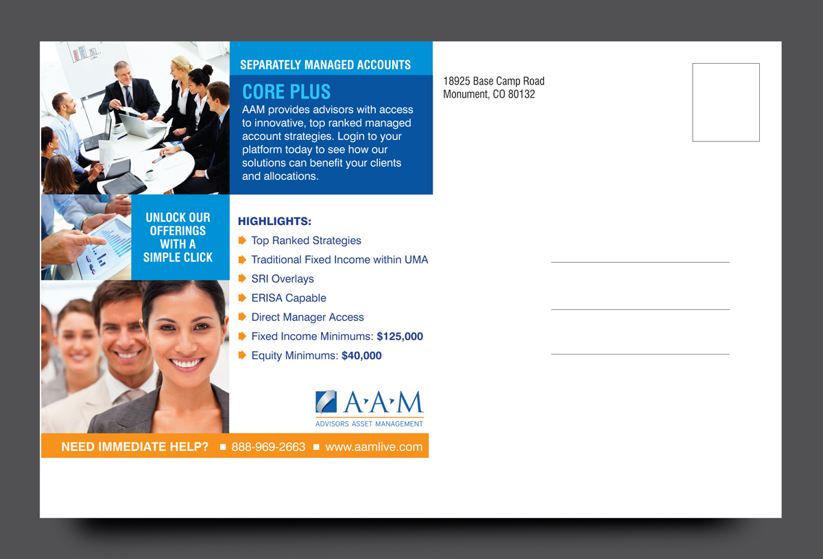 Postcard Design by rkailas for Advisors Asset Management, Inc. | Design #4638235