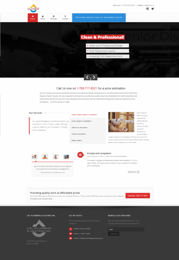 Web-Design von Aman für Cal Plumbing and heating INC | Design #4370271