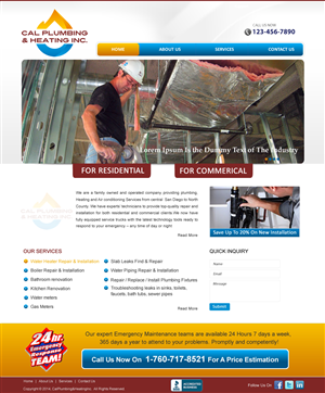 Web Design by harmi_199 for Cal Plumbing and heating INC | Design: #4387482