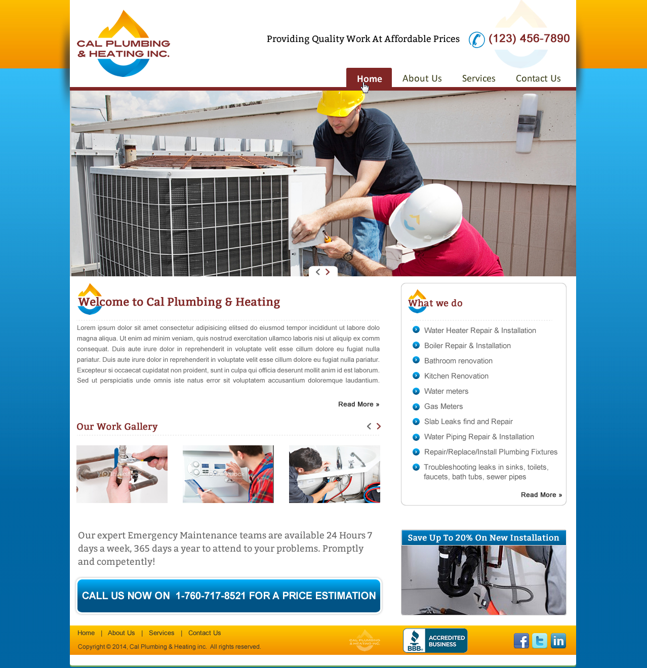 Web Design by harmi_199 for Cal Plumbing and heating INC | Design #4391714