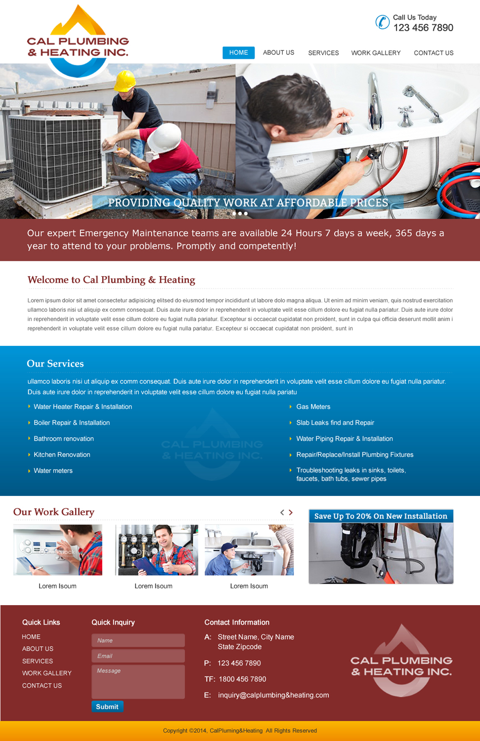 Web Design by harmi_199 for Cal Plumbing and heating INC | Design #4391733