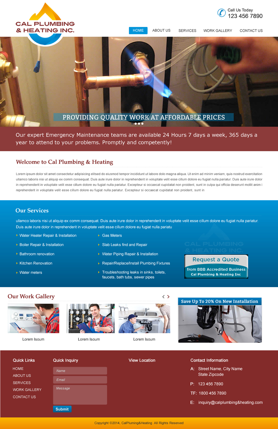 Web-Design von harmi_199 für Cal Plumbing and heating INC | Design #4391794