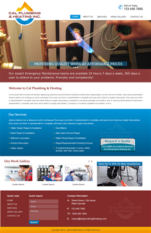 Web Design by harmi_199 for Cal Plumbing and heating INC | Design: #4391802