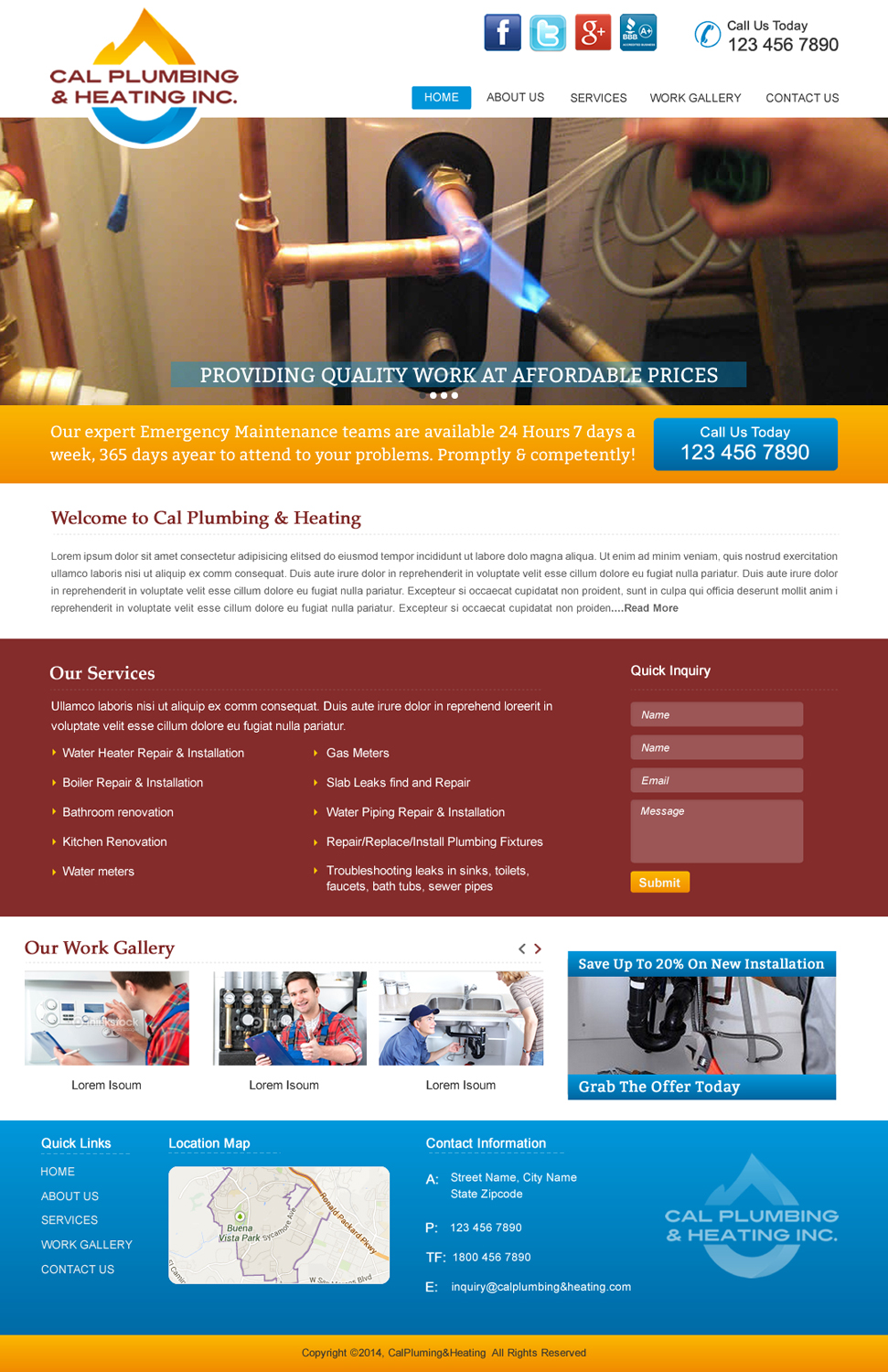 Web-Design von harmi_199 für Cal Plumbing and heating INC | Design #4393866