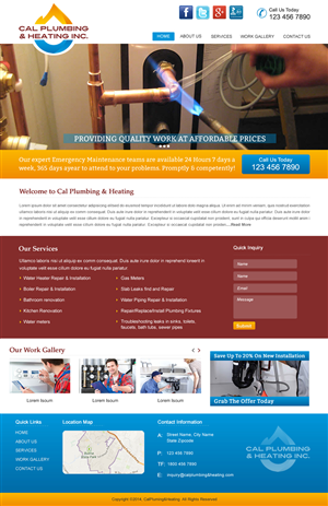 Web Design by harmi_199 for Cal Plumbing and heating INC | Design: #4393866