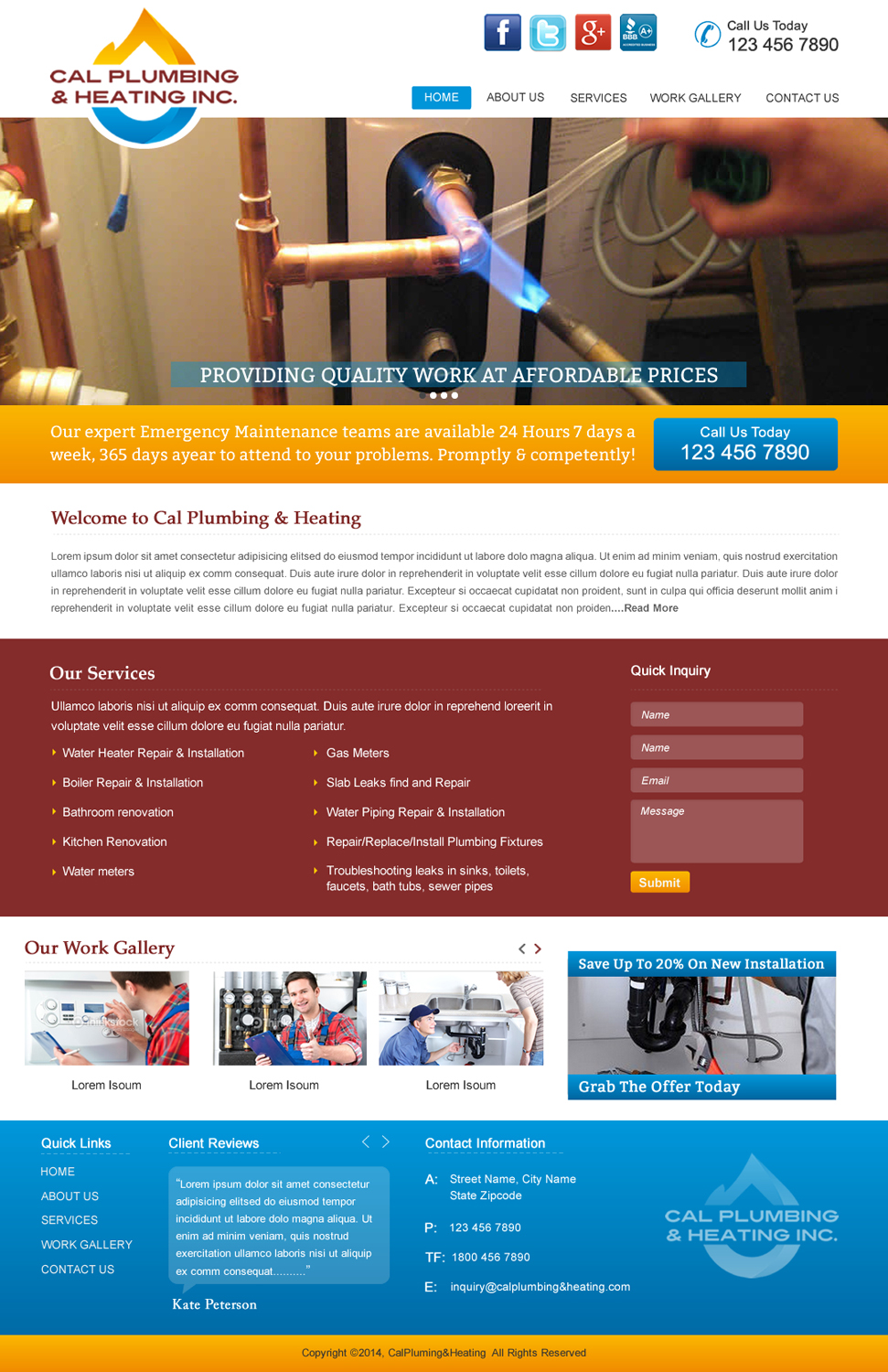 Web-Design von harmi_199 für Cal Plumbing and heating INC | Design #4393867