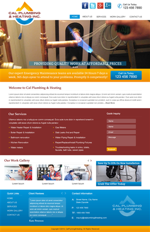 Web Design by harmi_199 for Cal Plumbing and heating INC | Design: #4393867