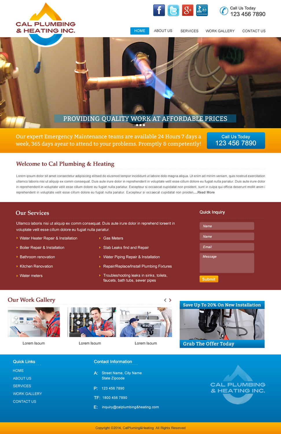 Web-Design von harmi_199 für Cal Plumbing and heating INC | Design #4393872