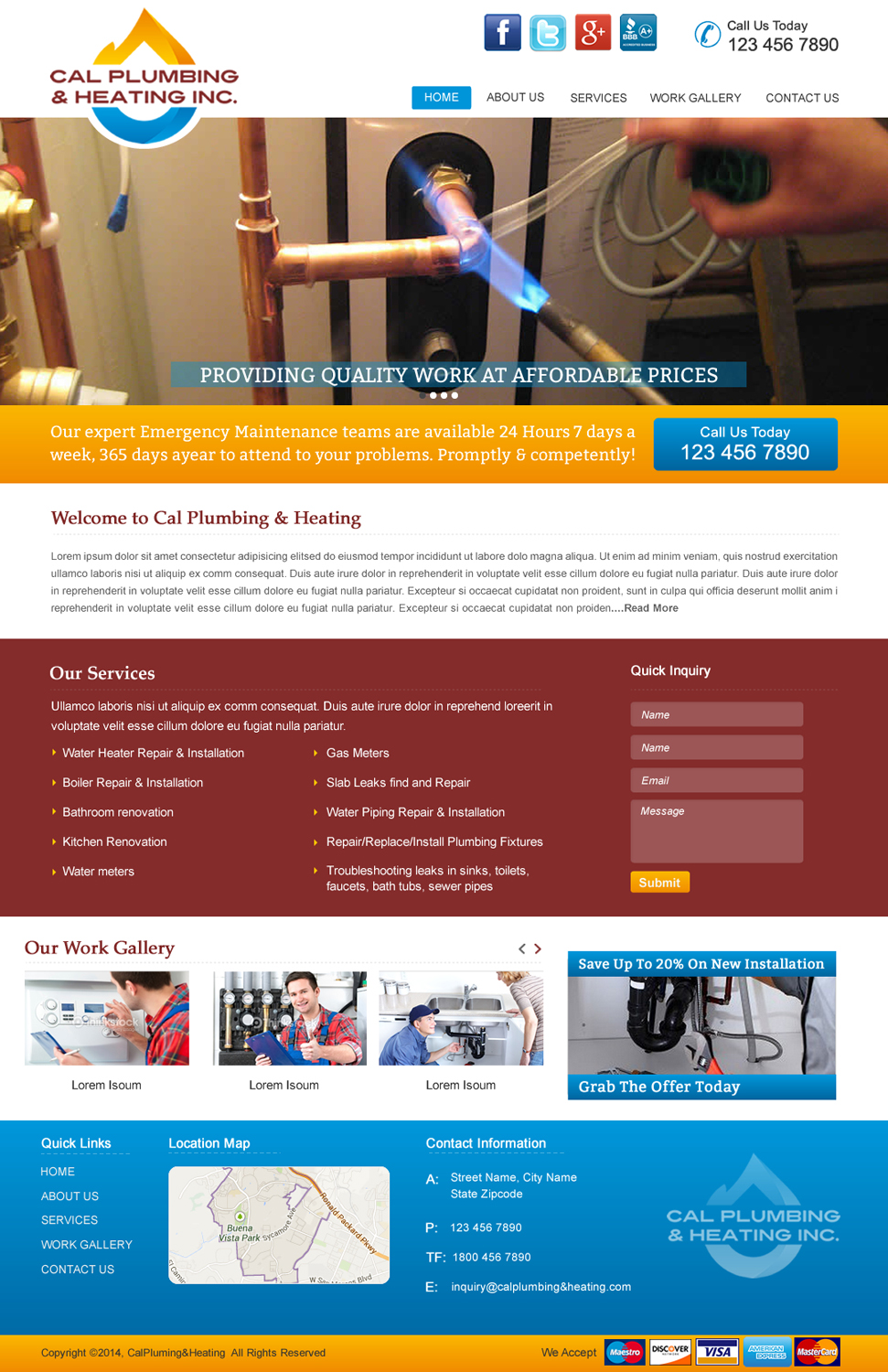 Web Design by harmi_199 for Cal Plumbing and heating INC | Design: #4399057