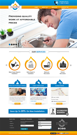 Web Design by Joy16589 for Cal Plumbing and heating INC | Design: #4378445