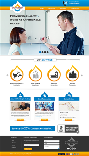 Web Design by Joy16589 for Cal Plumbing and heating INC | Design: #4378461