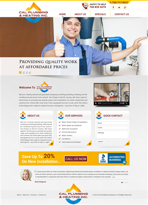 Web Design by Joy16589 for Cal Plumbing and heating INC | Design: #4378525