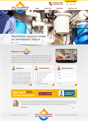 Web Design by Joy16589 for Cal Plumbing and heating INC | Design: #4378537