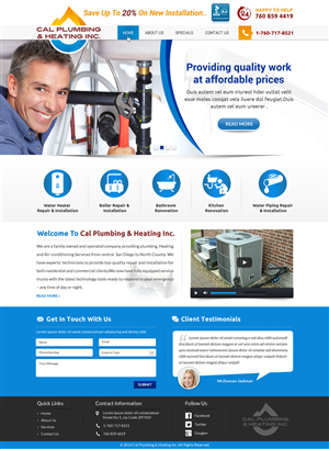 Web Design by Joy16589 for Cal Plumbing and heating INC | Design: #4385870