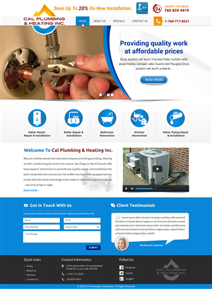 Web Design by Joy16589 for Cal Plumbing and heating INC | Design: #4385895