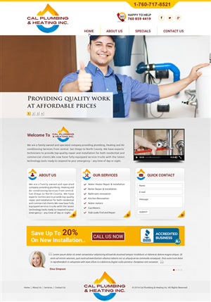 Web Design by Joy16589 for Cal Plumbing and heating INC | Design: #4387142