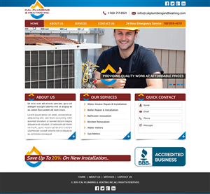 Web Design by Joy16589 for Cal Plumbing and heating INC | Design: #4387207