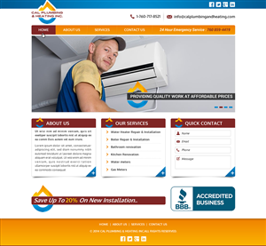 Web Design by Joy16589 for Cal Plumbing and heating INC | Design: #4387211