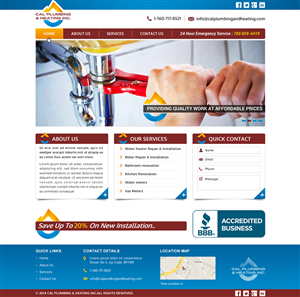 Web Design by Joy16589 for Cal Plumbing and heating INC | Design: #4387228