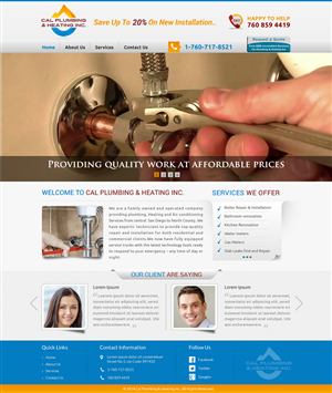Web Design by Joy16589 for Cal Plumbing and heating INC | Design: #4392721