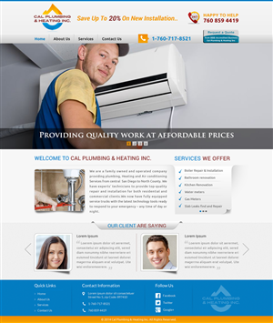 Web Design by Joy16589 for Cal Plumbing and heating INC | Design: #4392732