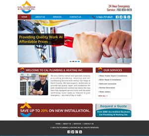 Web Design by Joy16589 for Cal Plumbing and heating INC | Design: #4392742