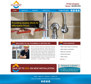 Web Design by Joy16589 for Cal Plumbing and heating INC | Design: #4392749