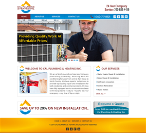 Web Design by Joy16589 for Cal Plumbing and heating INC | Design: #4392757