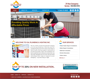 Web Design by Joy16589 for Cal Plumbing and heating INC | Design: #4392762