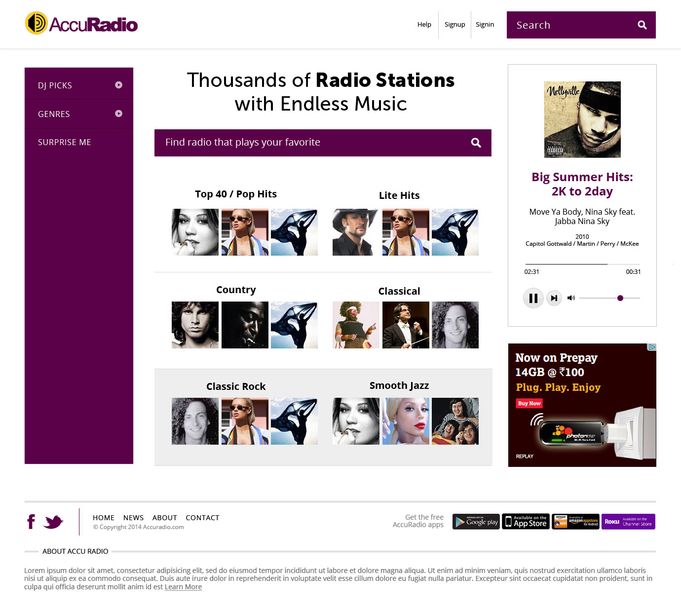 Web Design by AVROM for AccuRadio | Design #4361371