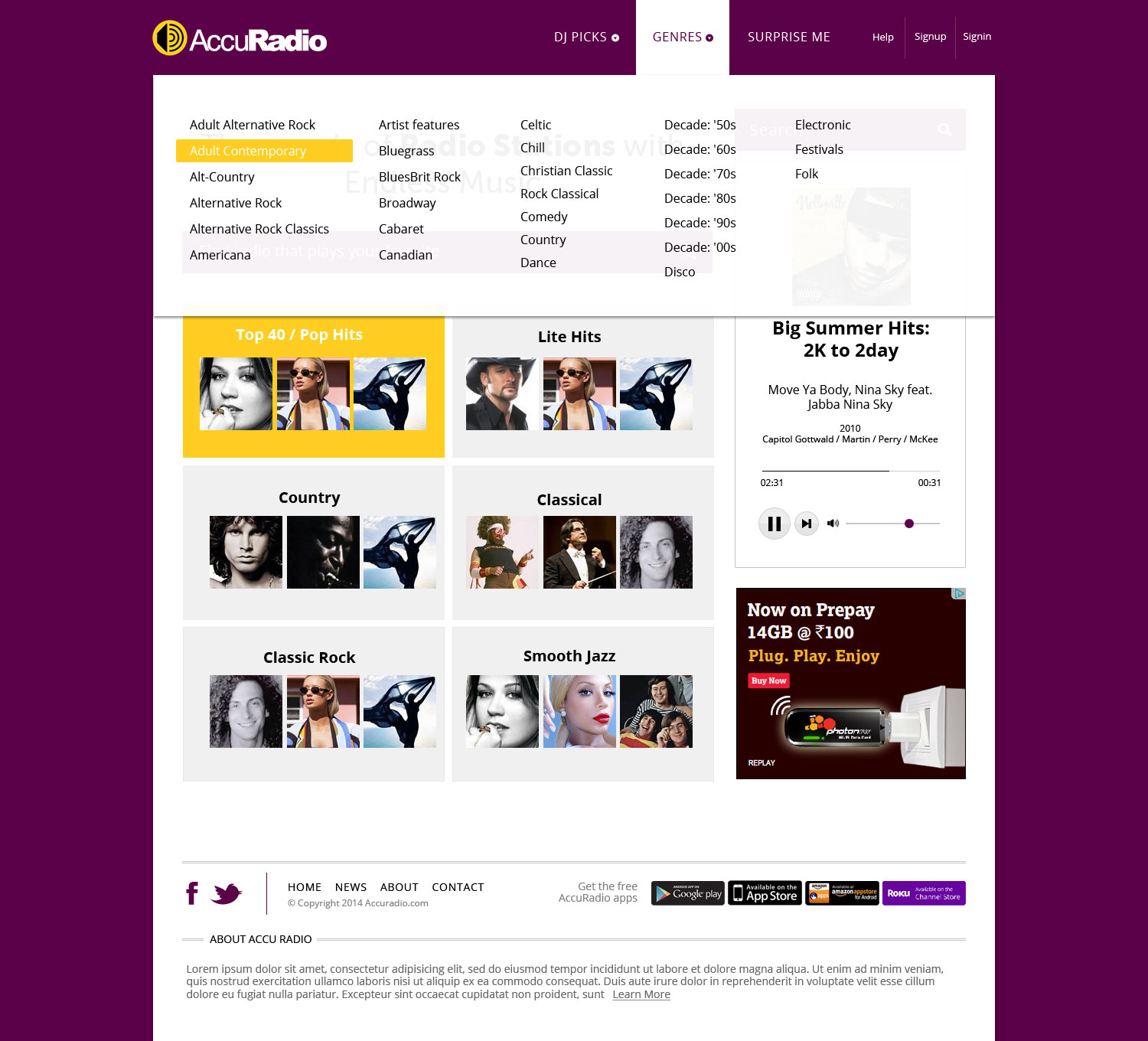 Web Design by AVROM for AccuRadio | Design #4364722