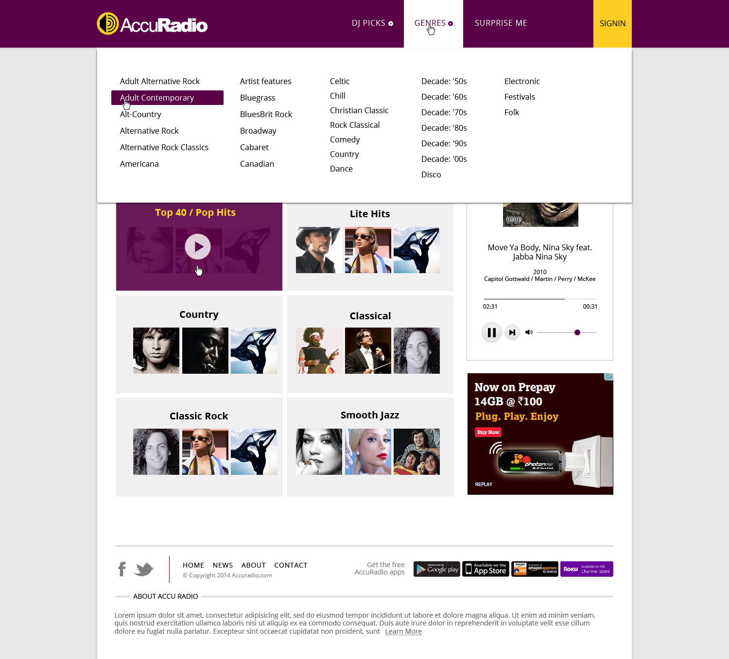 Web Design by AVROM for AccuRadio | Design #4365606