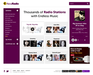 Online radio: AccuRadio homepage redesign | Web Design by AVROM