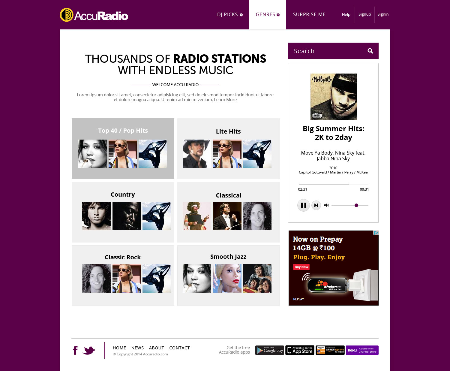 Web Design by AVROM for AccuRadio | Design #4396222