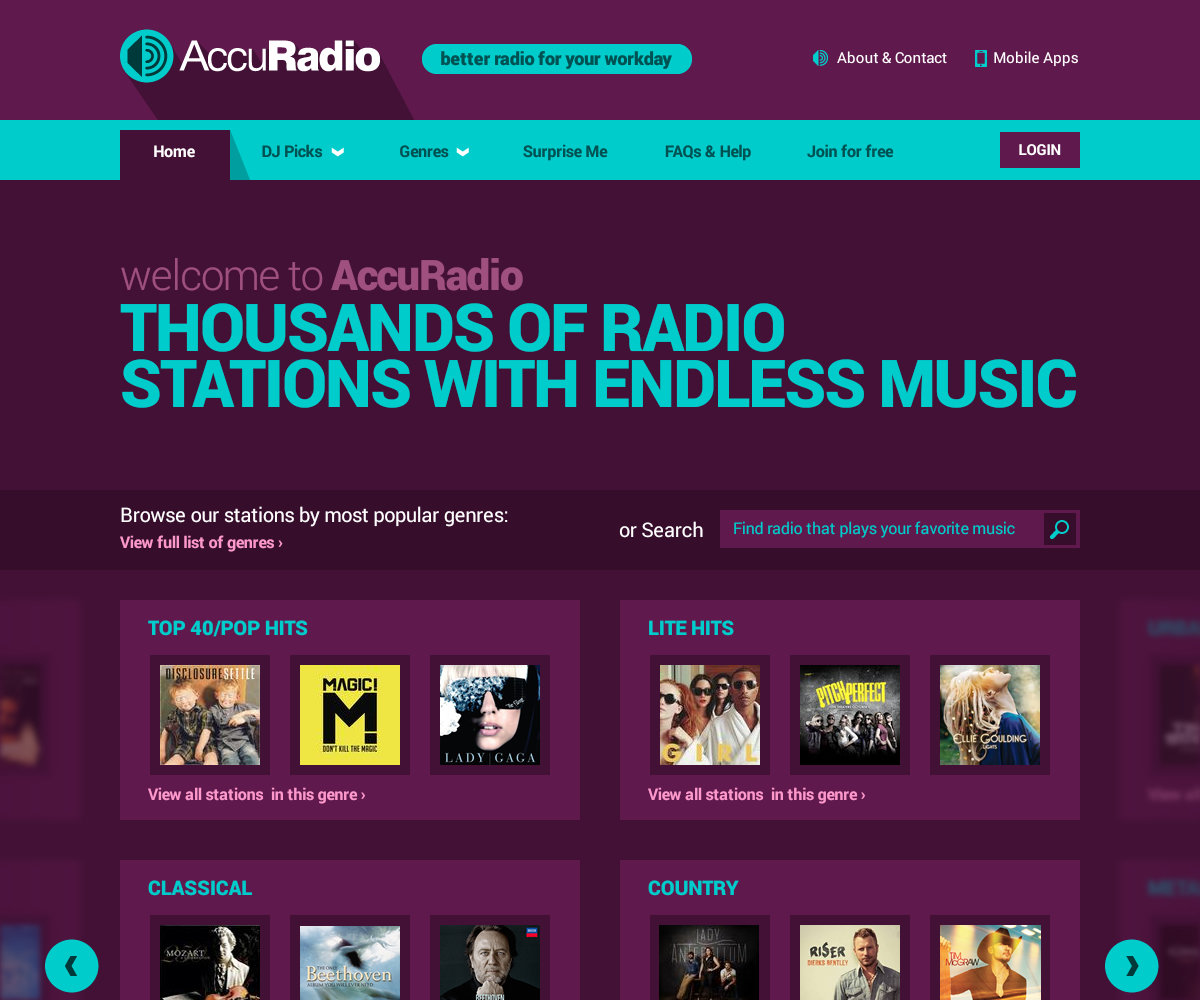 Web Design by Channel Studio for AccuRadio | Design #4394475