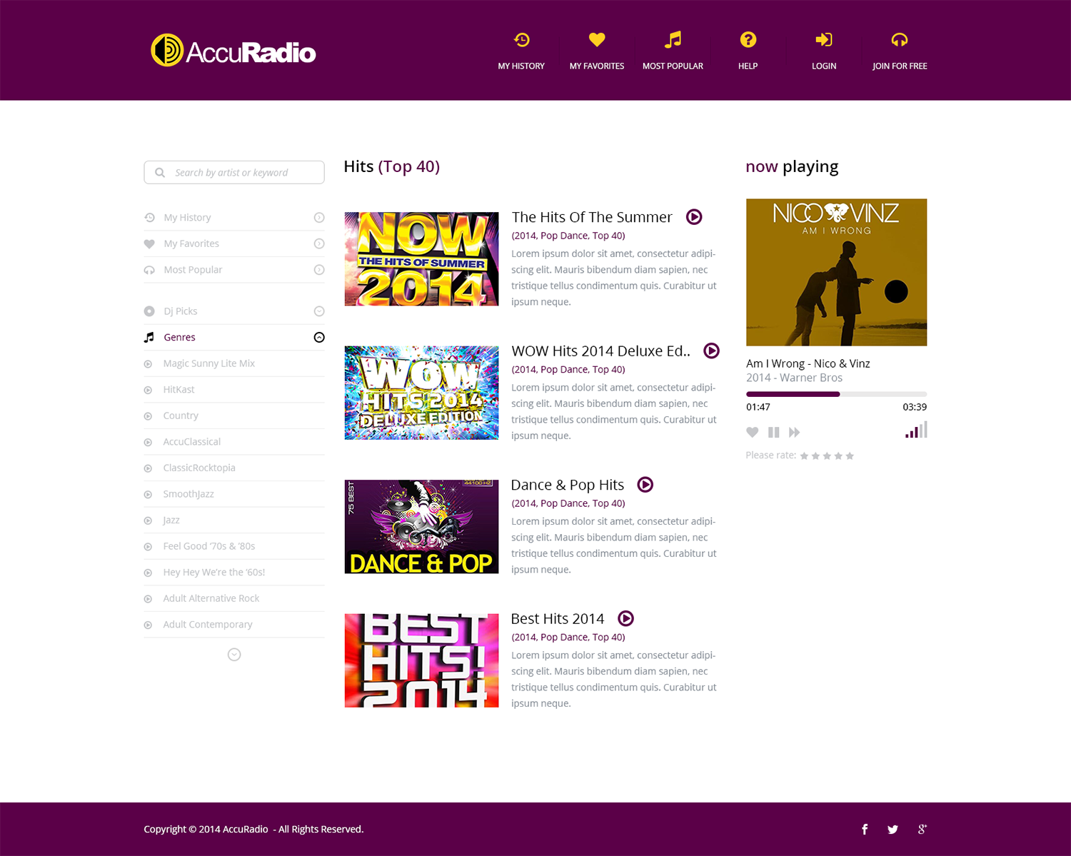 Web Design by Alex Andu for AccuRadio | Design #4392043