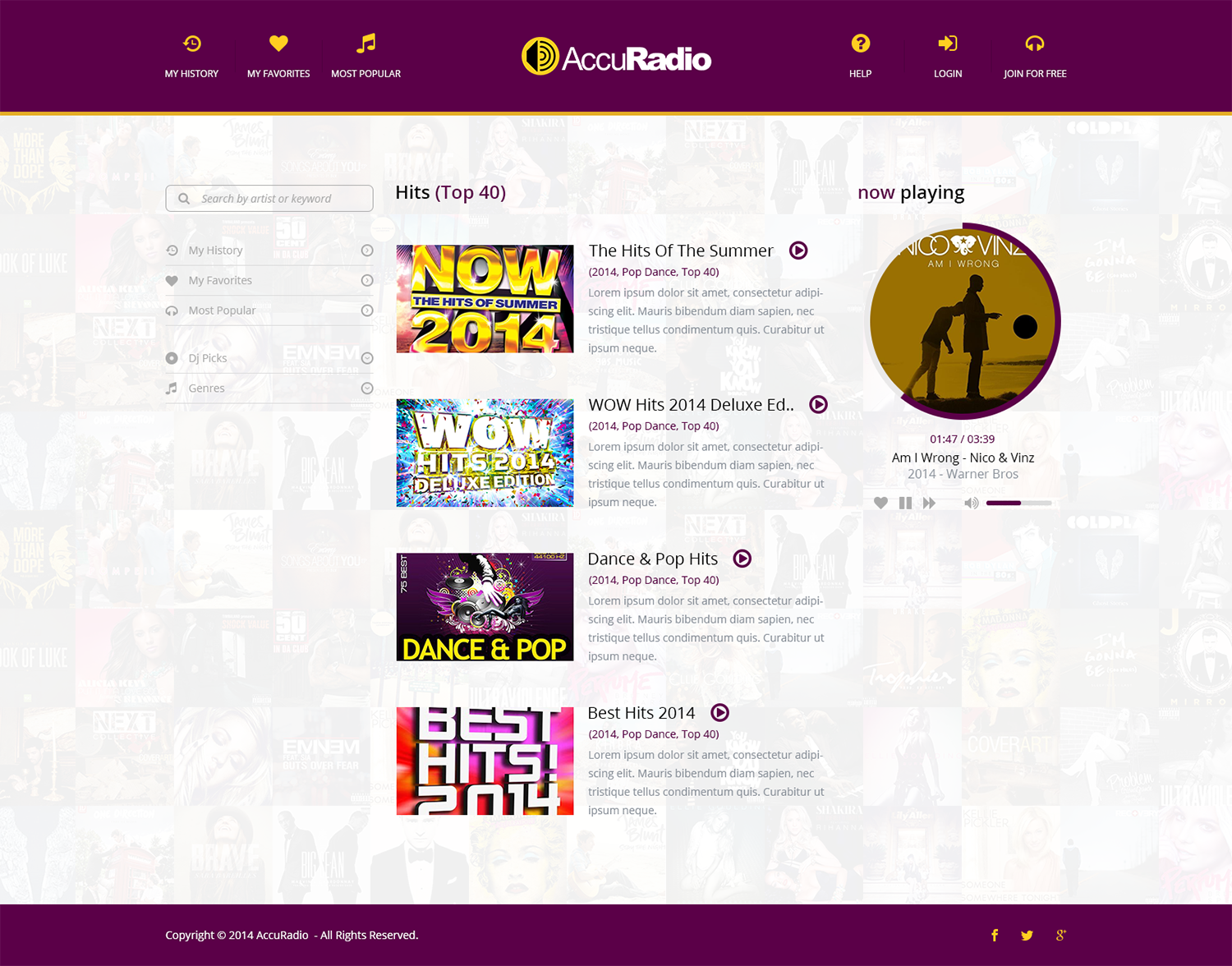 Web Design by Alex Andu for AccuRadio | Design #4394065