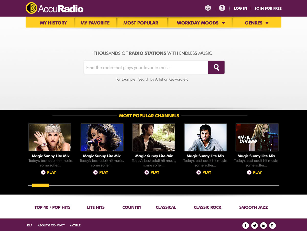 Diseño Web por webwinner para AccuRadio | Diseño #4362601