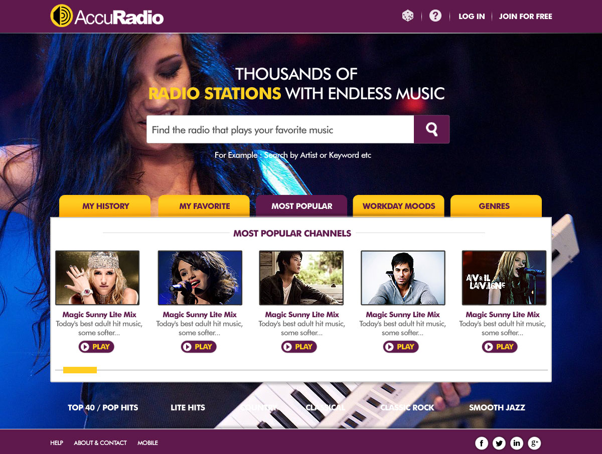 Web Design by webwinner for AccuRadio | Design #4362611