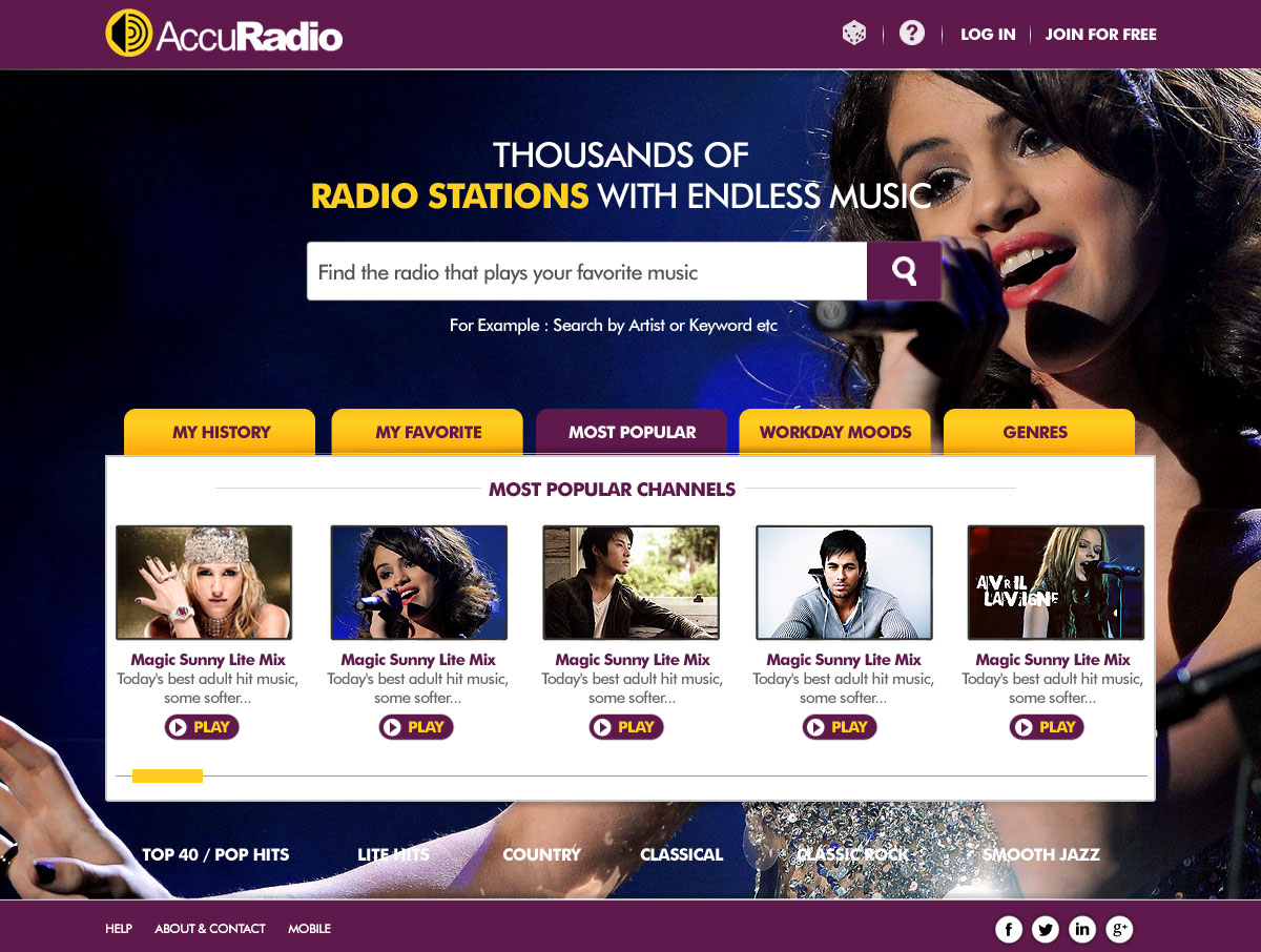 Web Design by webwinner for AccuRadio | Design #4362612