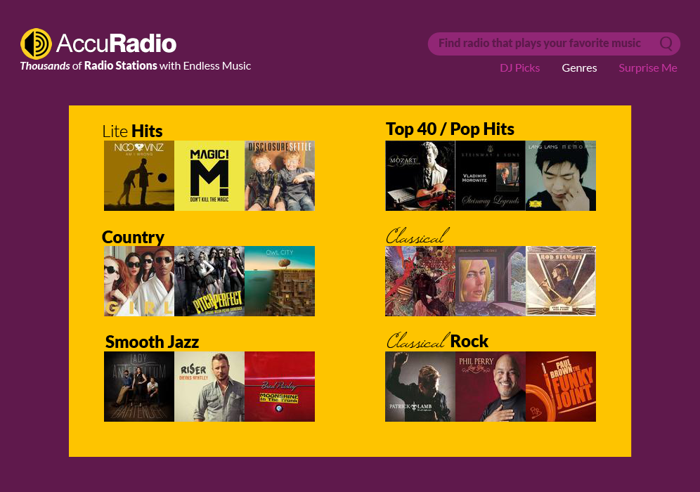 Web Design by coa for AccuRadio | Design #4397745