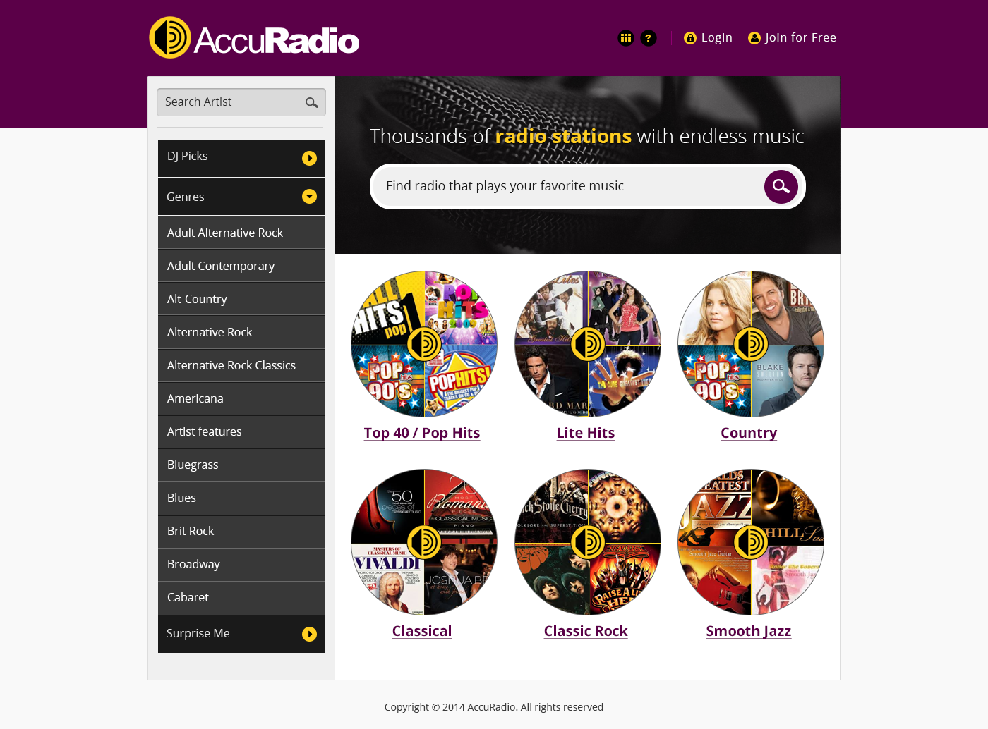 Web Design by SJ for AccuRadio | Design #4358109