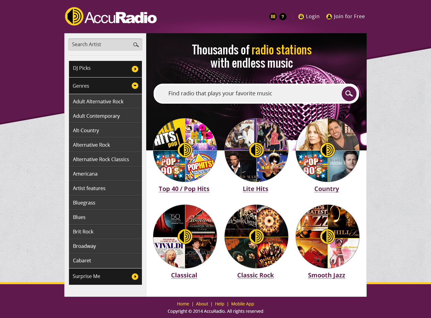 Web Design by SJ for AccuRadio | Design #4358255