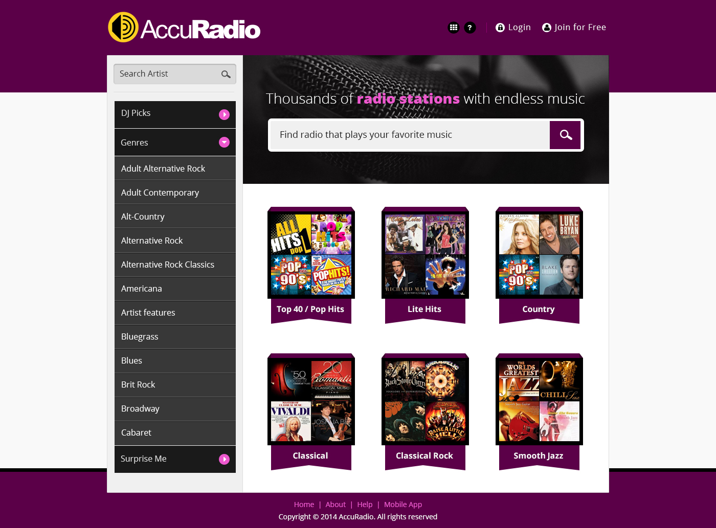 Web Design by SJ for AccuRadio | Design #4363520