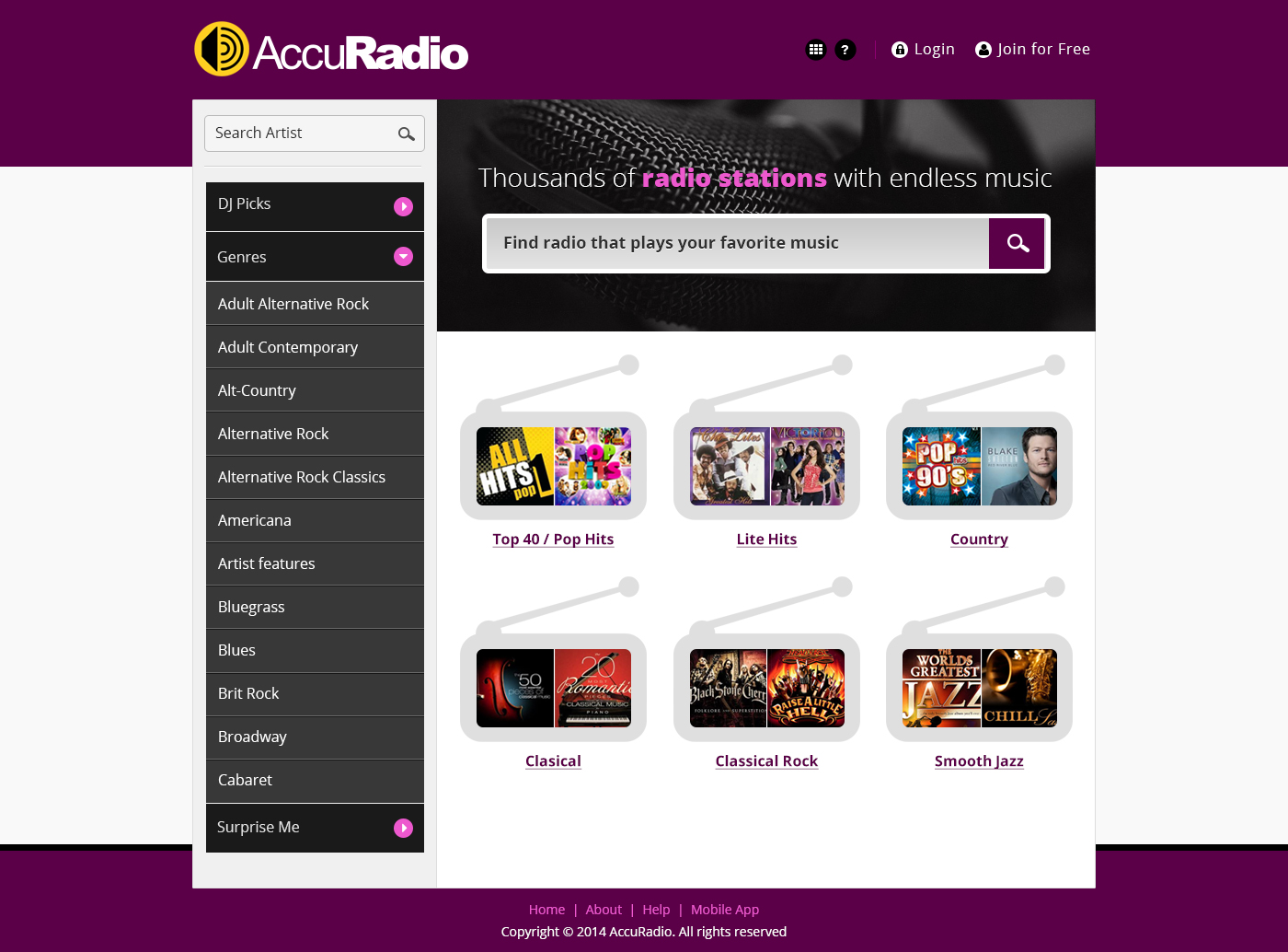 Web Design by SJ for AccuRadio | Design #4363634