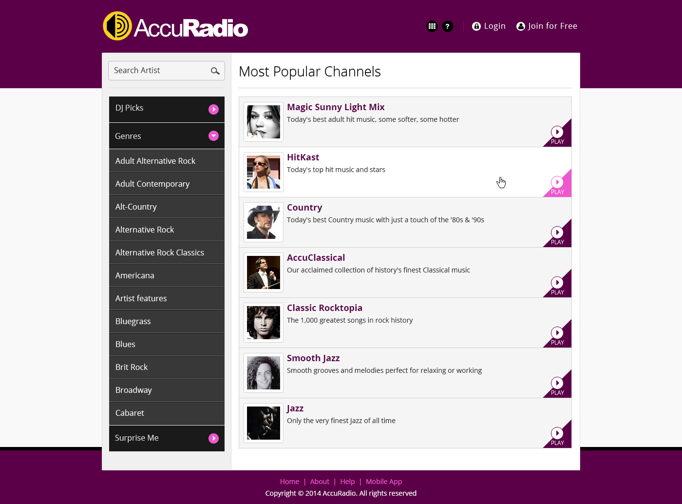 Web Design by SJ for AccuRadio | Design #4366194