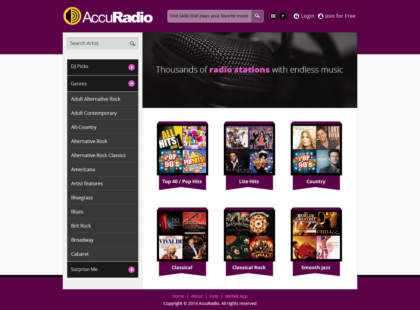 Web Design by SJ for AccuRadio | Design #4389632