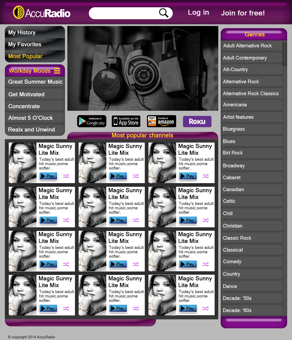 Web Design by JR for AccuRadio | Design #4391938